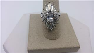 Synthetic Quartz Lady's Stone Ring Silver Stainless 6g